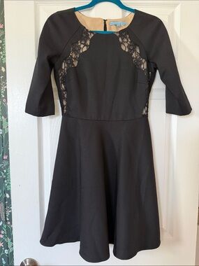 Antonio Melani Little Black Dress LBD Fully Lined with Lace Detail size 2